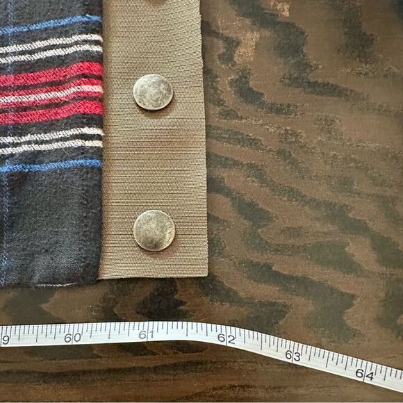Infinity Scarf with Snap Buttons. Plaid Red Black Blue (1016) - Picture 2 of 4